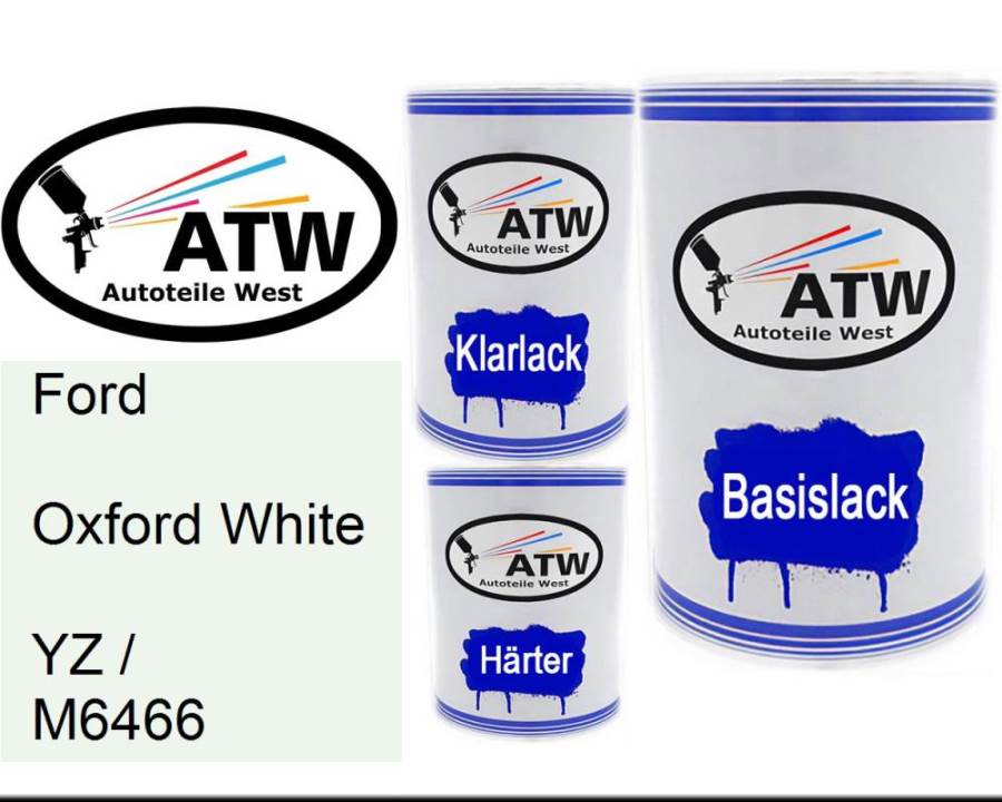 Ford, Oxford White, YZ / M6466: 500ml Lackdose + 500ml Klarlack + 250ml Härter - Set, von ATW Autoteile West.